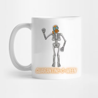 Quarantine-O-Ween Skeleton Funny Halloween Costume 2020 Bones Quarantine Mask Radioactive Skeleton Easy Costume Skeleton Waving Mug